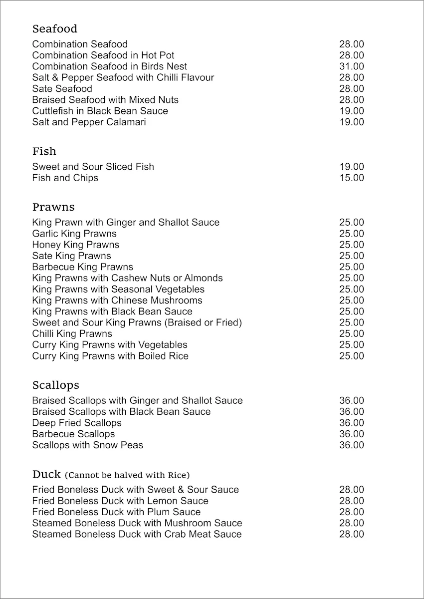 Menu, Gumloon Chinese Restaurant