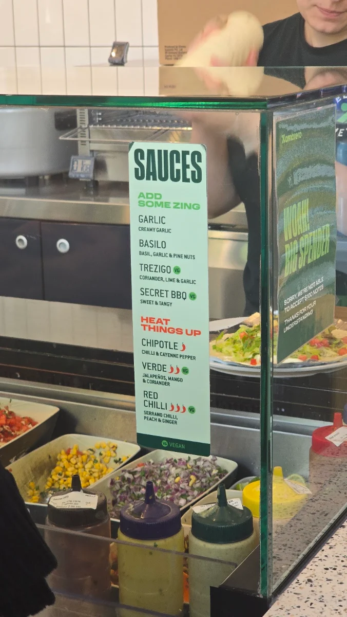 Menu, Zambrero Parkville