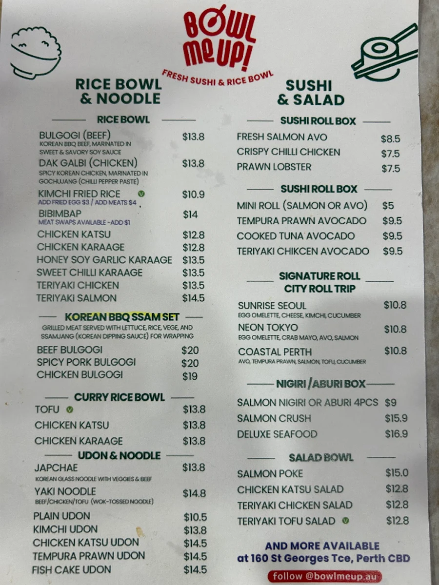 Menu, Bowl Me Up