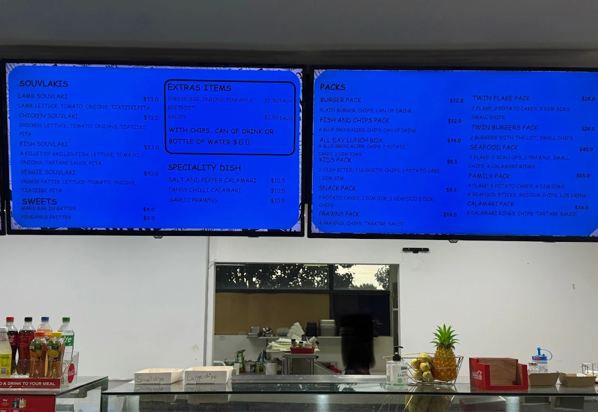 Menu, Pacific D'Lite Fish 'n' Chippery