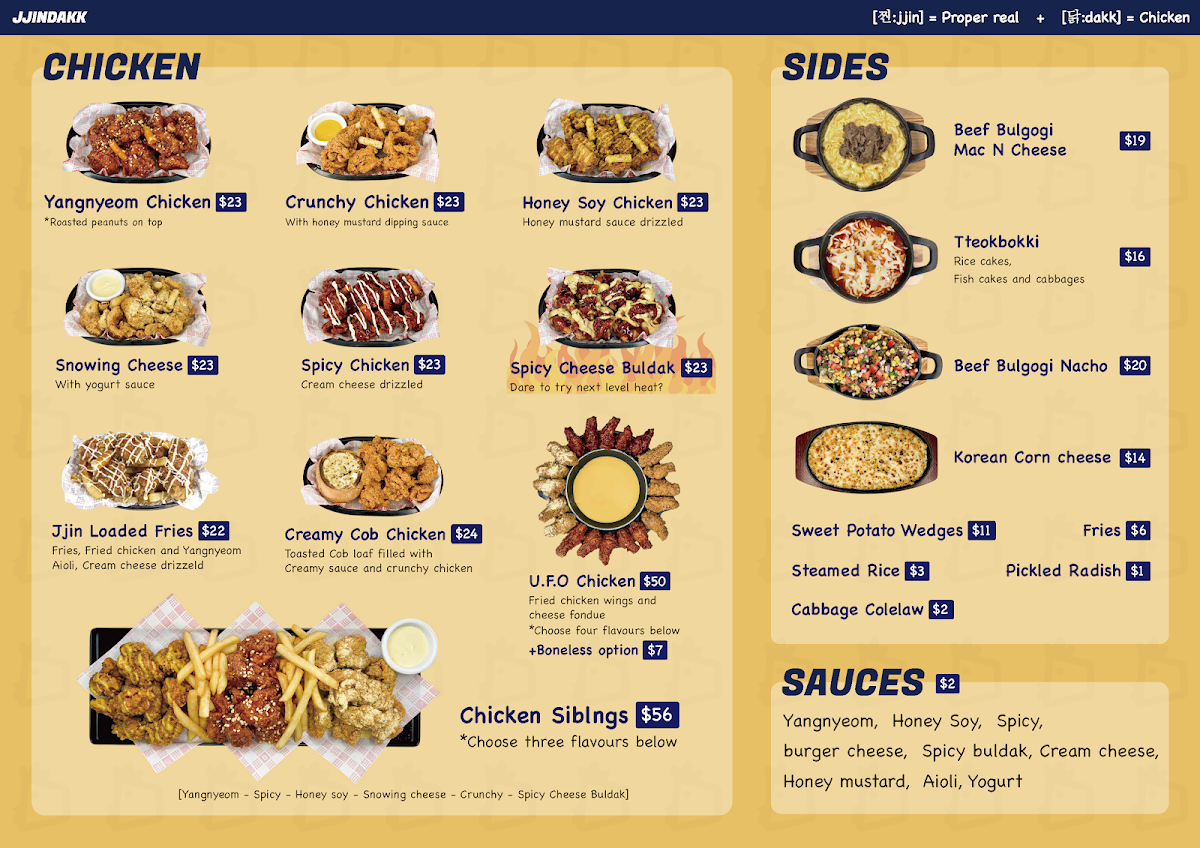Menu, Jjindakk Korean Fried chicken & Beer