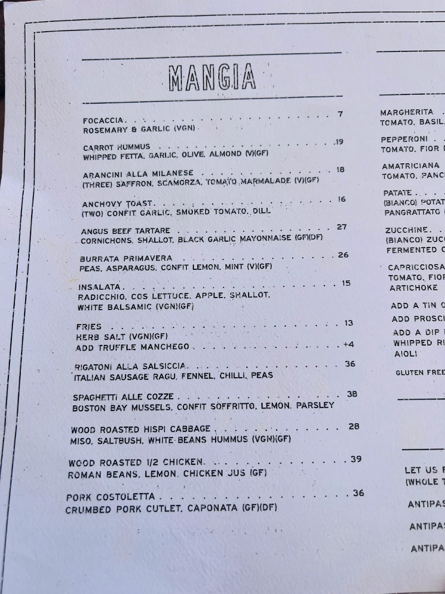 Menu, Rozelle's