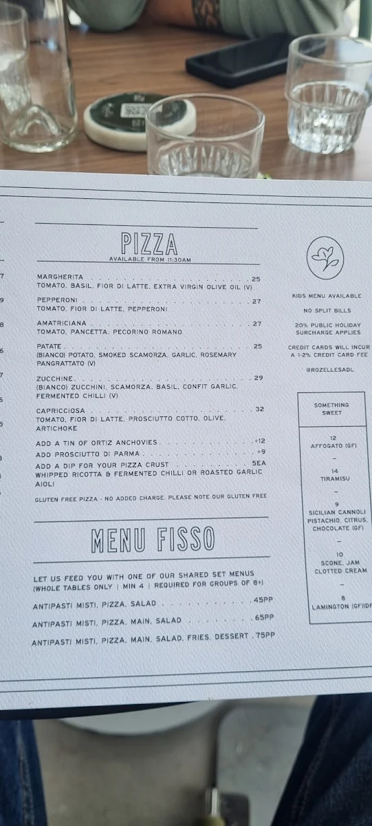 Menu, Rozelle's