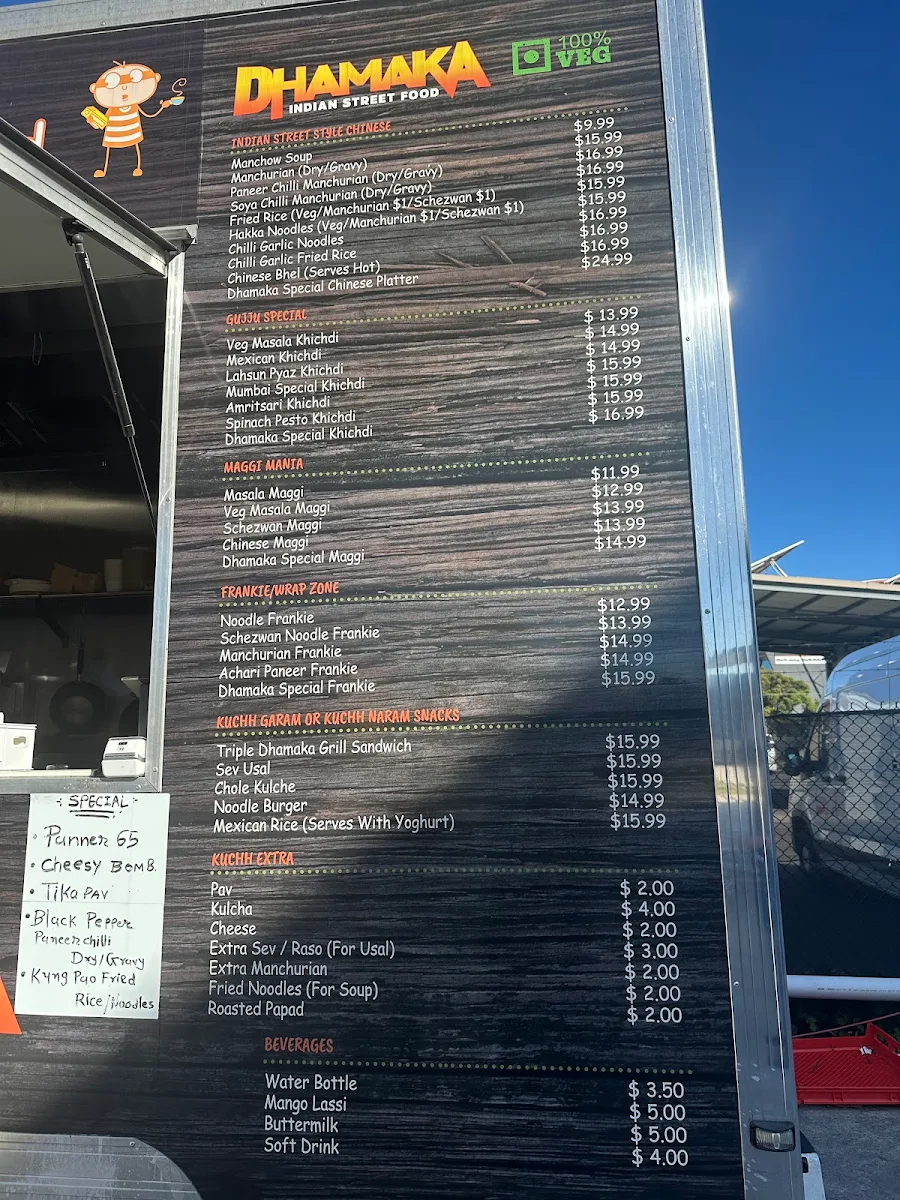 Menu, Dhamaka Indian Street Food
