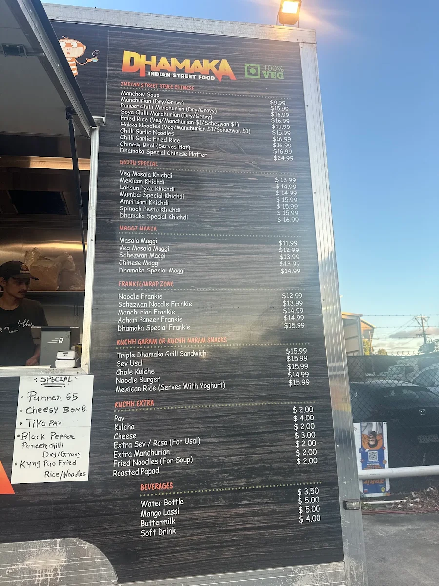 Menu, Dhamaka Indian Street Food