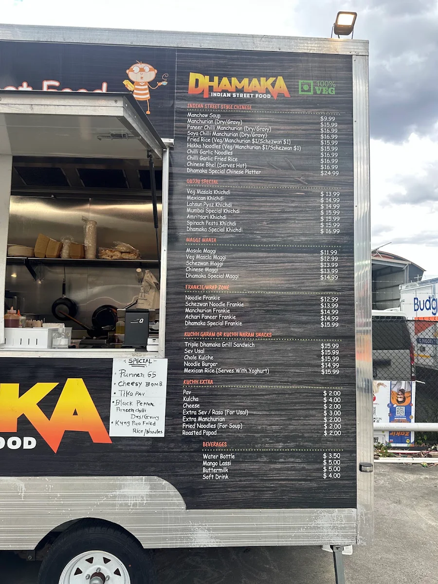 Menu, Dhamaka Indian Street Food