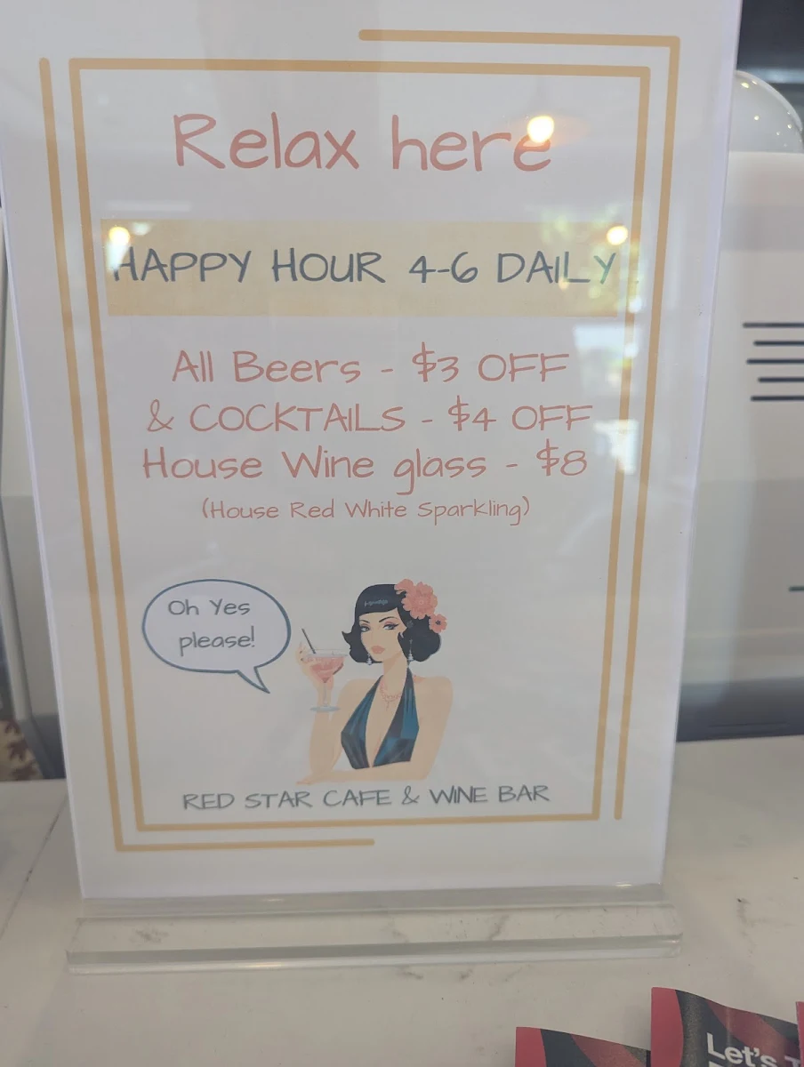 Menu, Red Star Café and Wine Bar