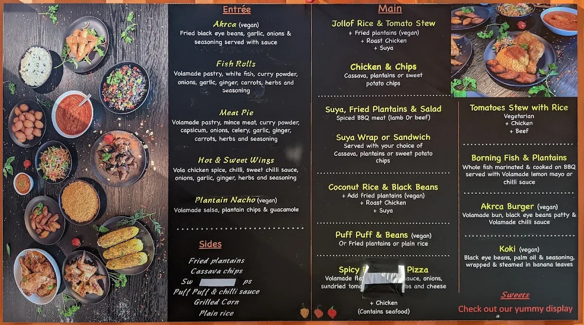 Menu, Vola Foods Food Truck & Catering