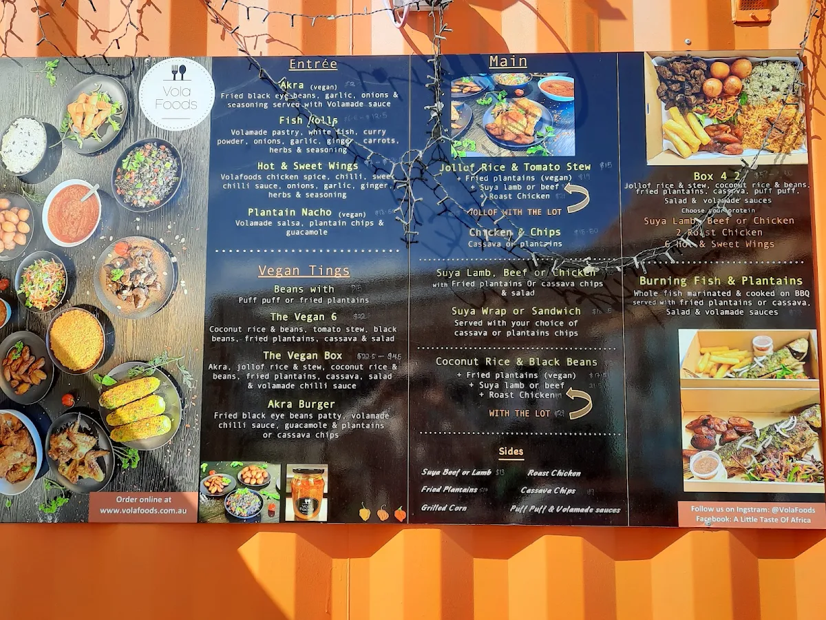 Menu, Vola Foods Food Truck & Catering