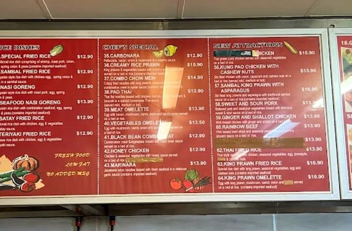 Menu, Humpty Doo Bellygood Noodle Bar
