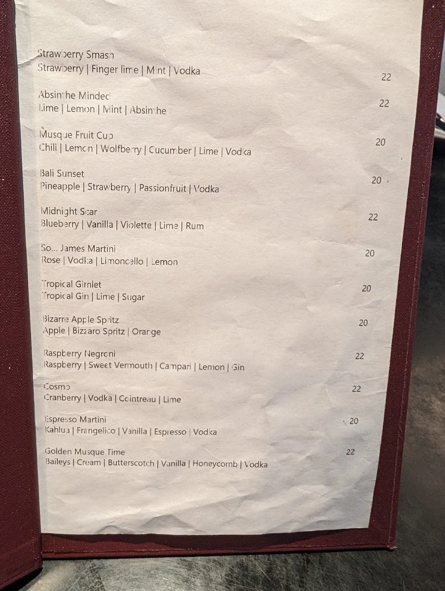 Menu, Bar:Musque