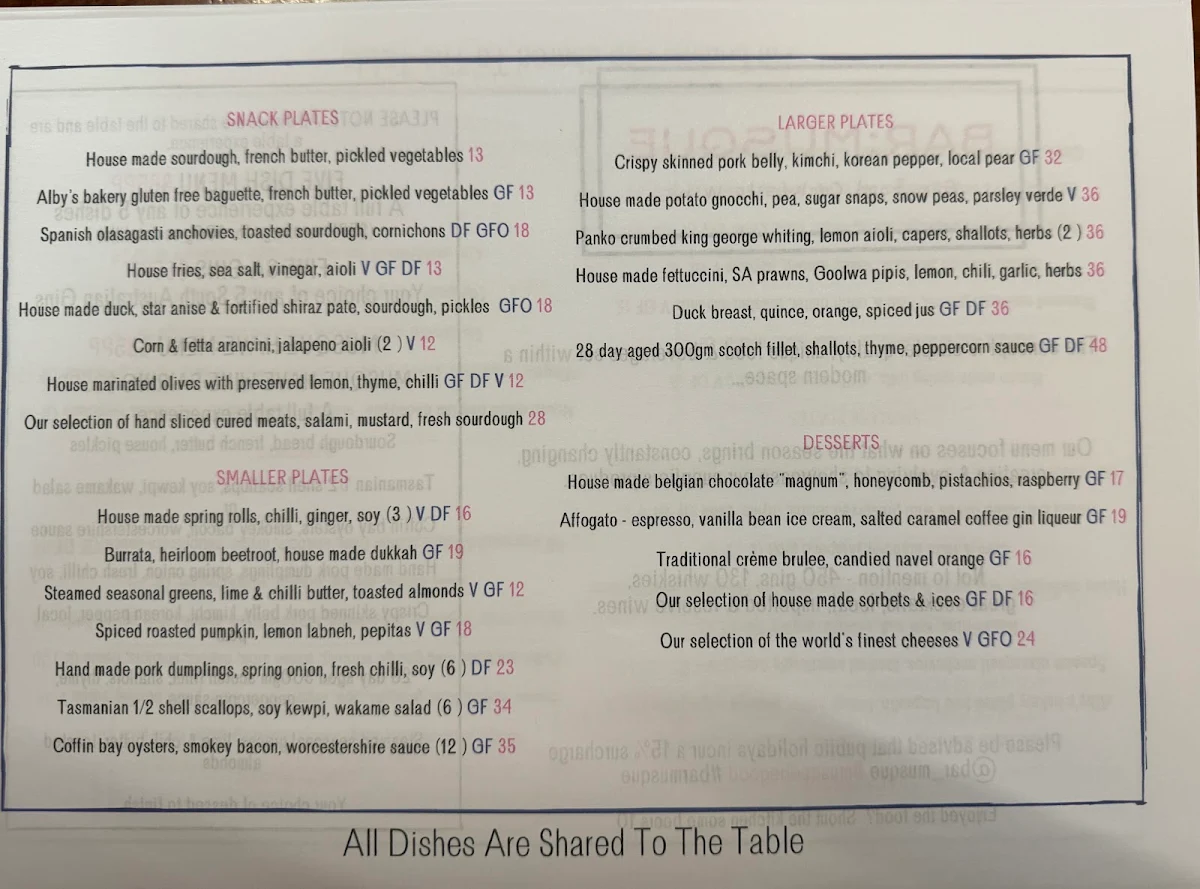 Menu, Bar:Musque