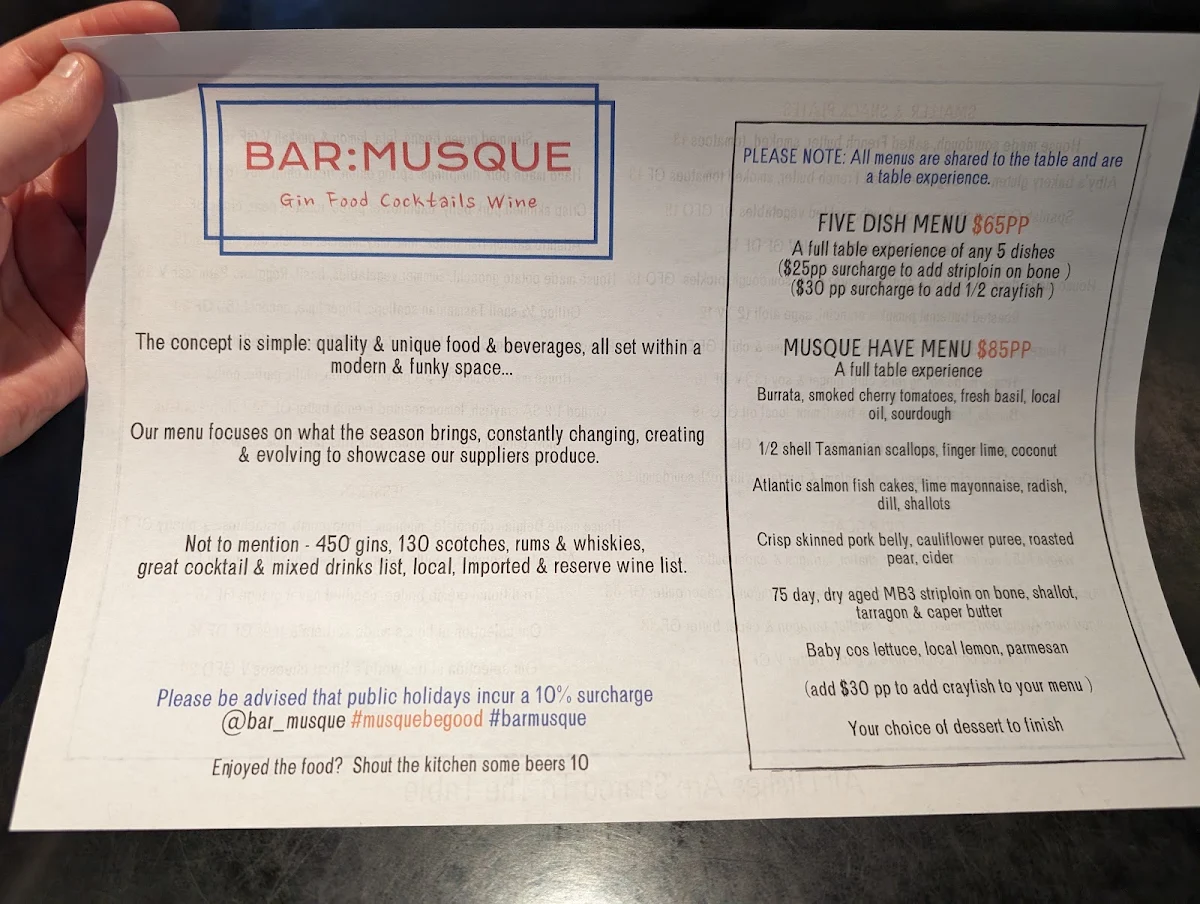 Menu, Bar:Musque