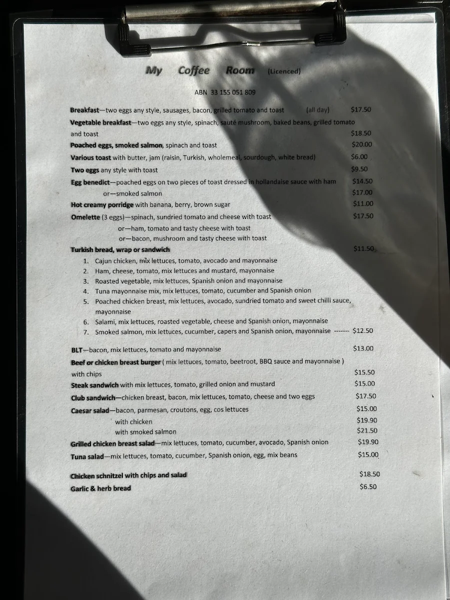 Menu, My Coffee Room