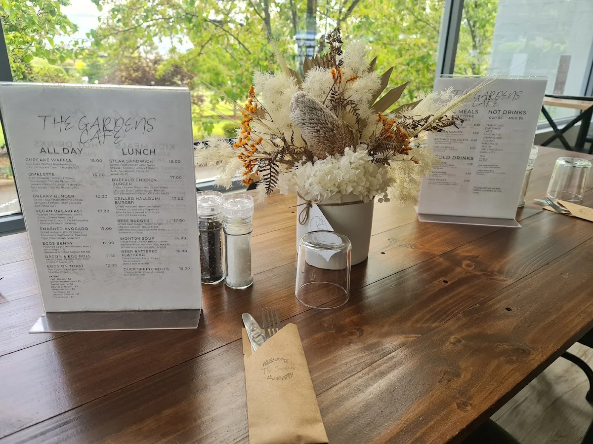 Menu, The Gardens Cafe & Function Centre