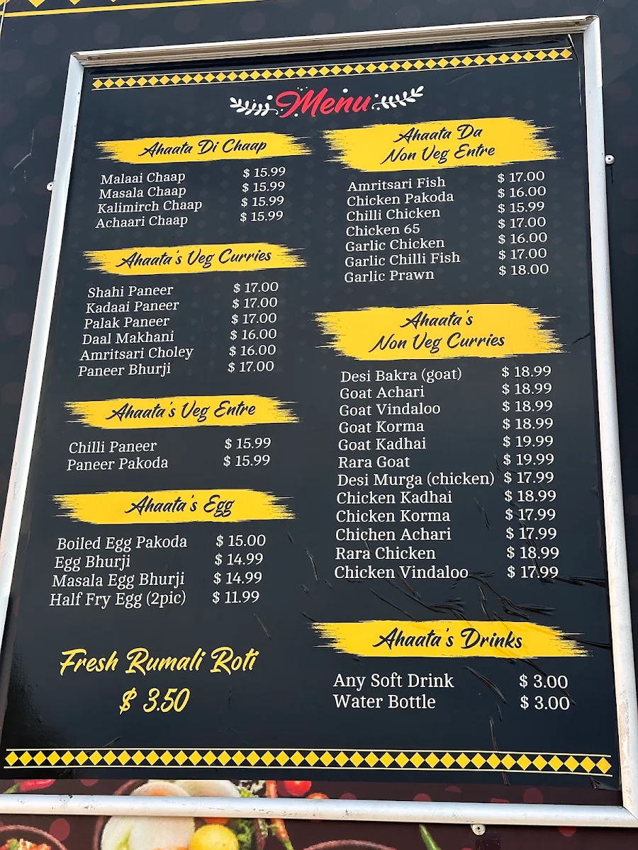 Menu, DESI AHAATA
