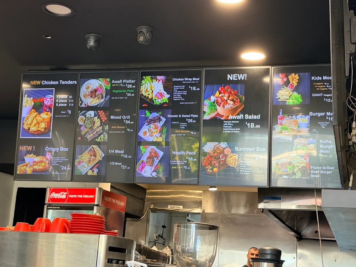 Menu, Awafi Charcoal Chicken
