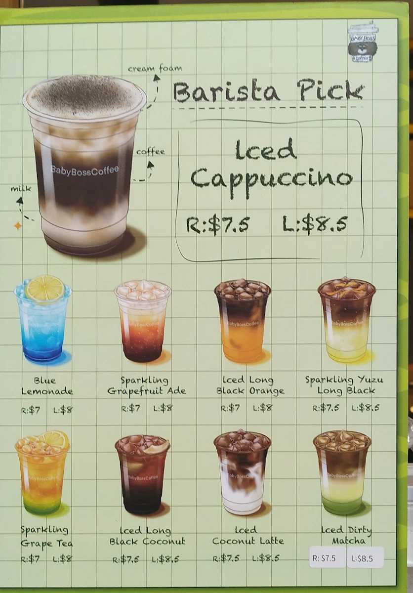 Menu, Baby Boss Coffee