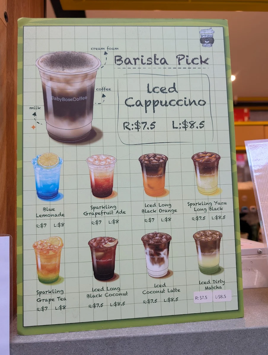 Menu, Baby Boss Coffee
