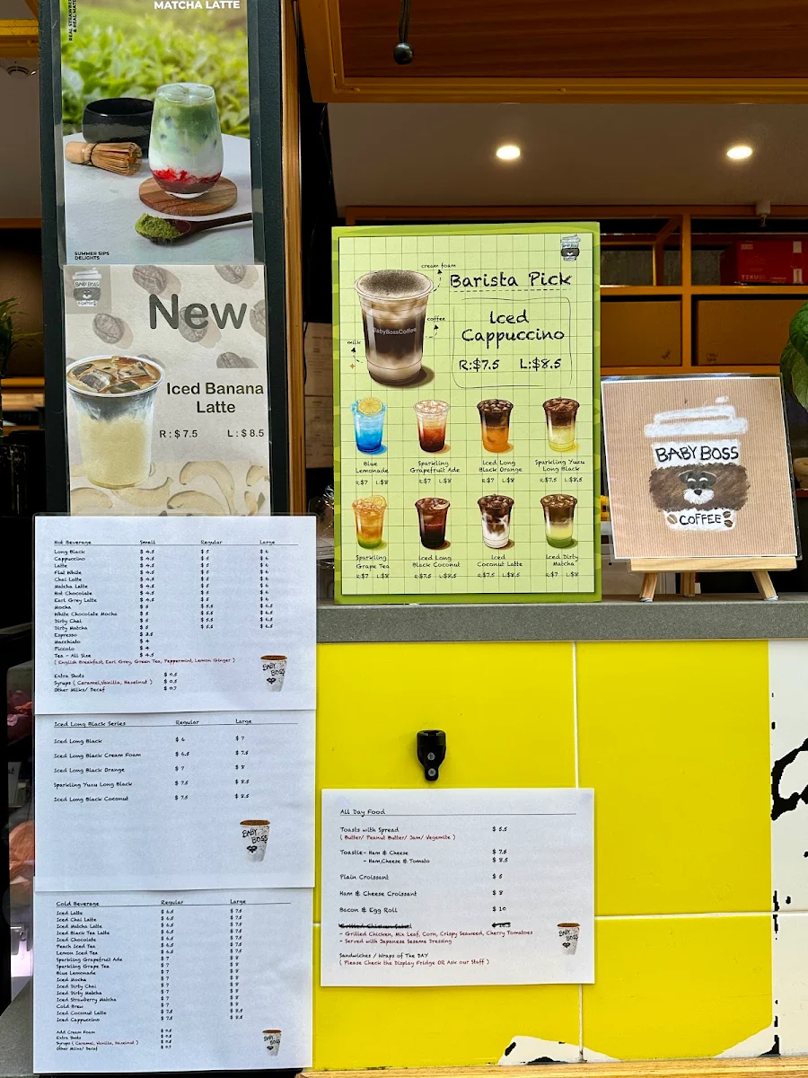 Menu, Baby Boss Coffee