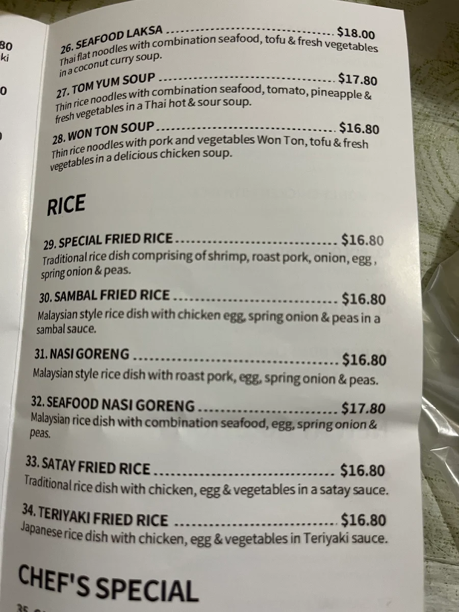 Menu, Yummy Noodle Port Augusta