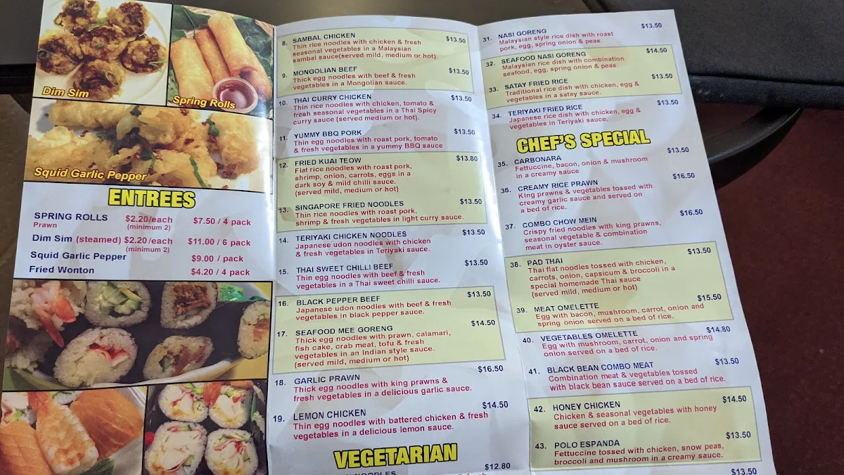 Menu, Yummy Noodle Port Augusta