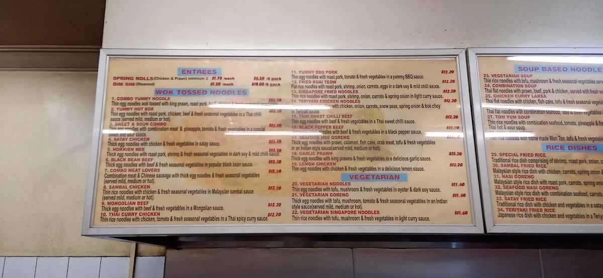 Menu, Yummy Noodle Port Augusta
