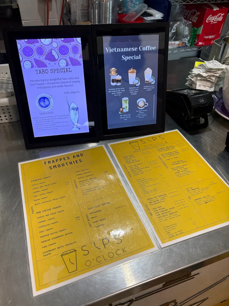 Menu, Sips O’clock