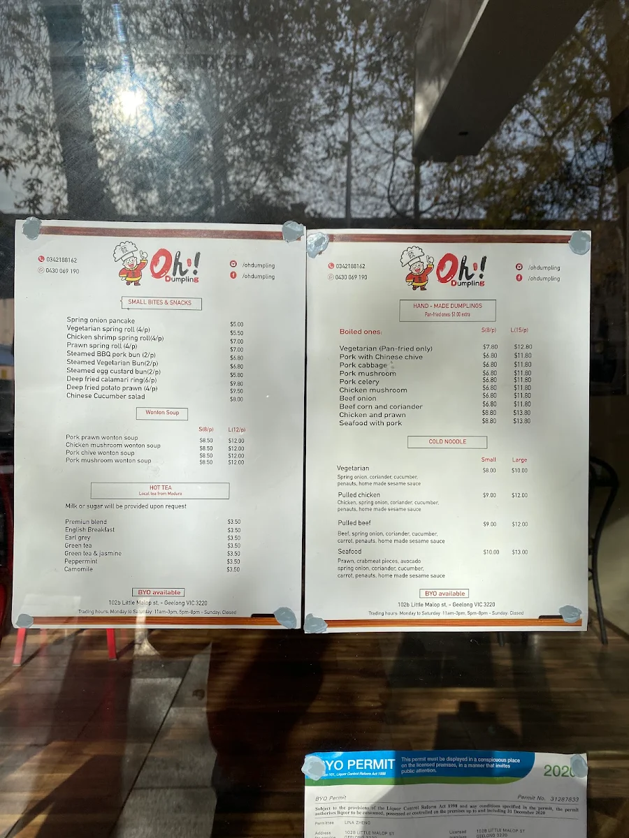 Menu, Oh Dumpling
