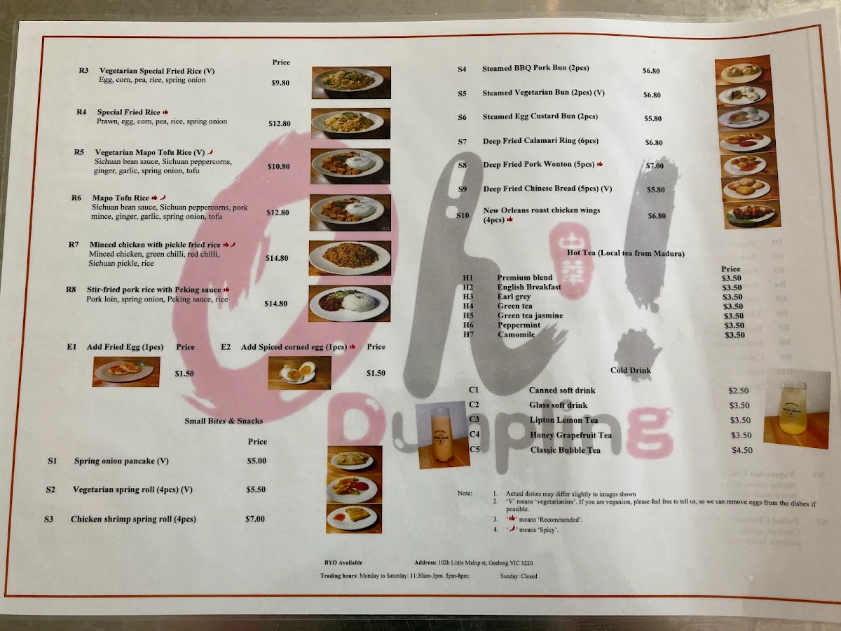 Menu, Oh Dumpling