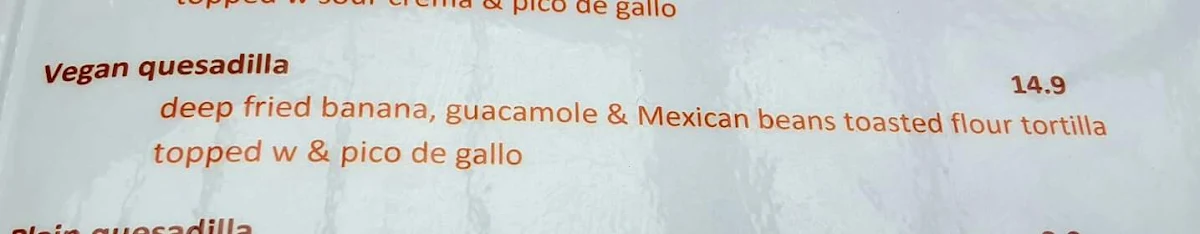 Menu, Rhyme St Cafe Eastlands