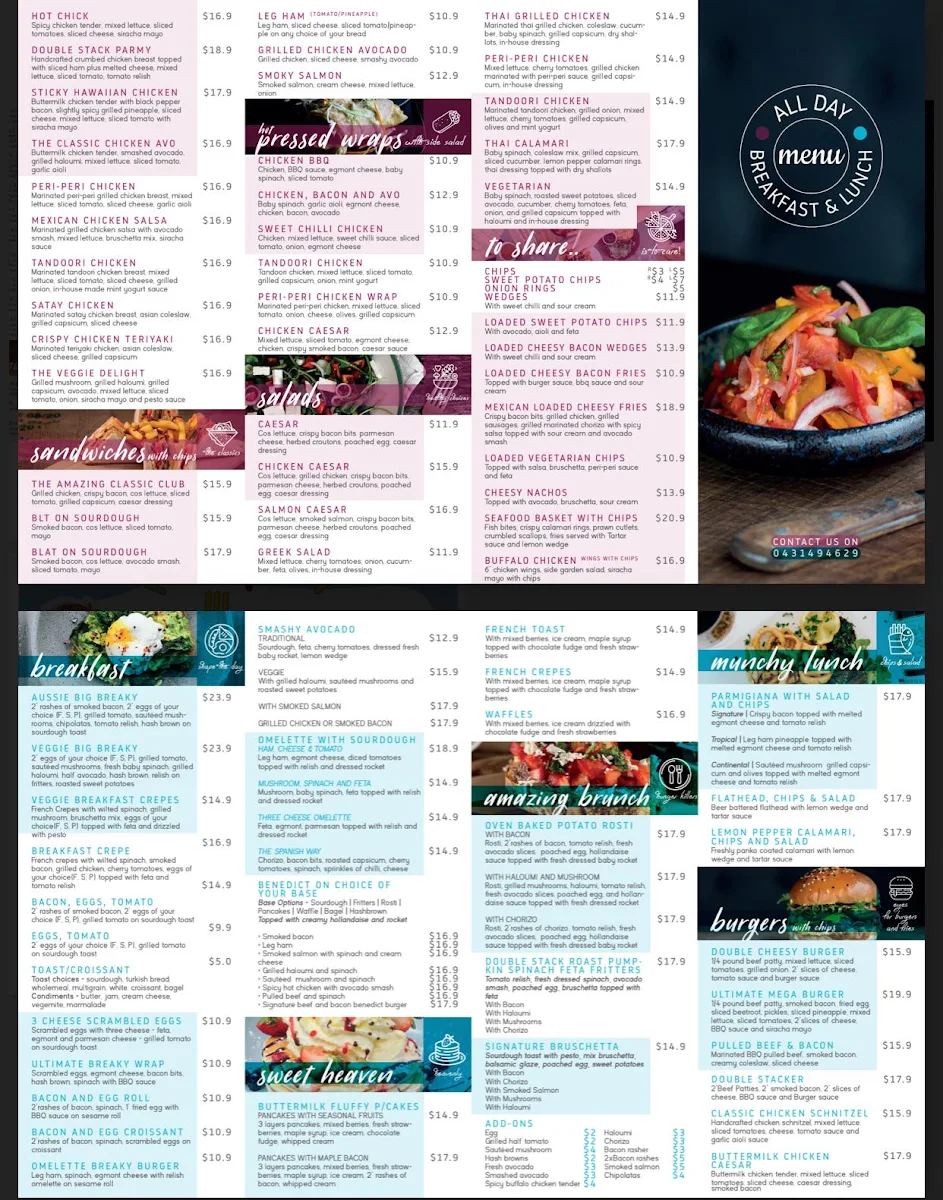 Menu, Rhyme St Cafe Eastlands