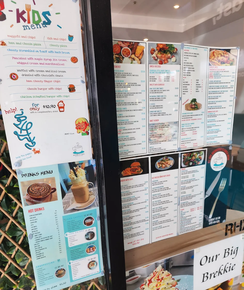 Menu, Rhyme St Cafe Eastlands