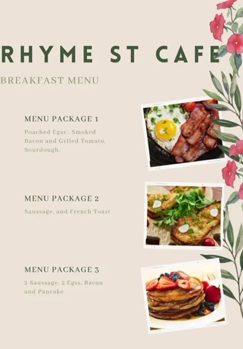Menu, Rhyme St Cafe Eastlands