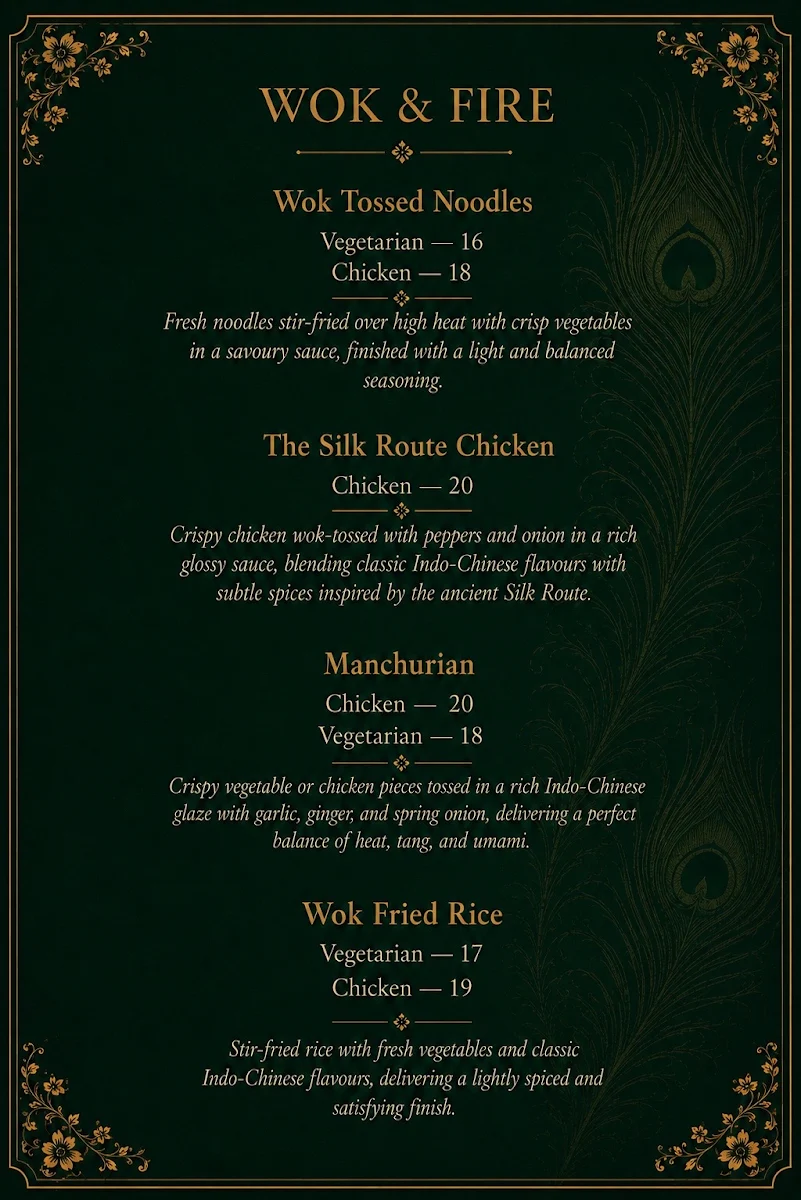Menu, BASANT Indian Social Dining