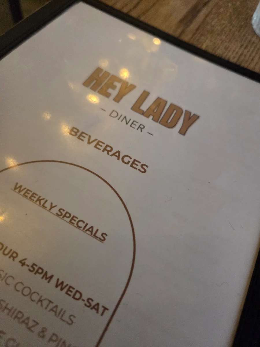 Menu, Hey Lady Diner
