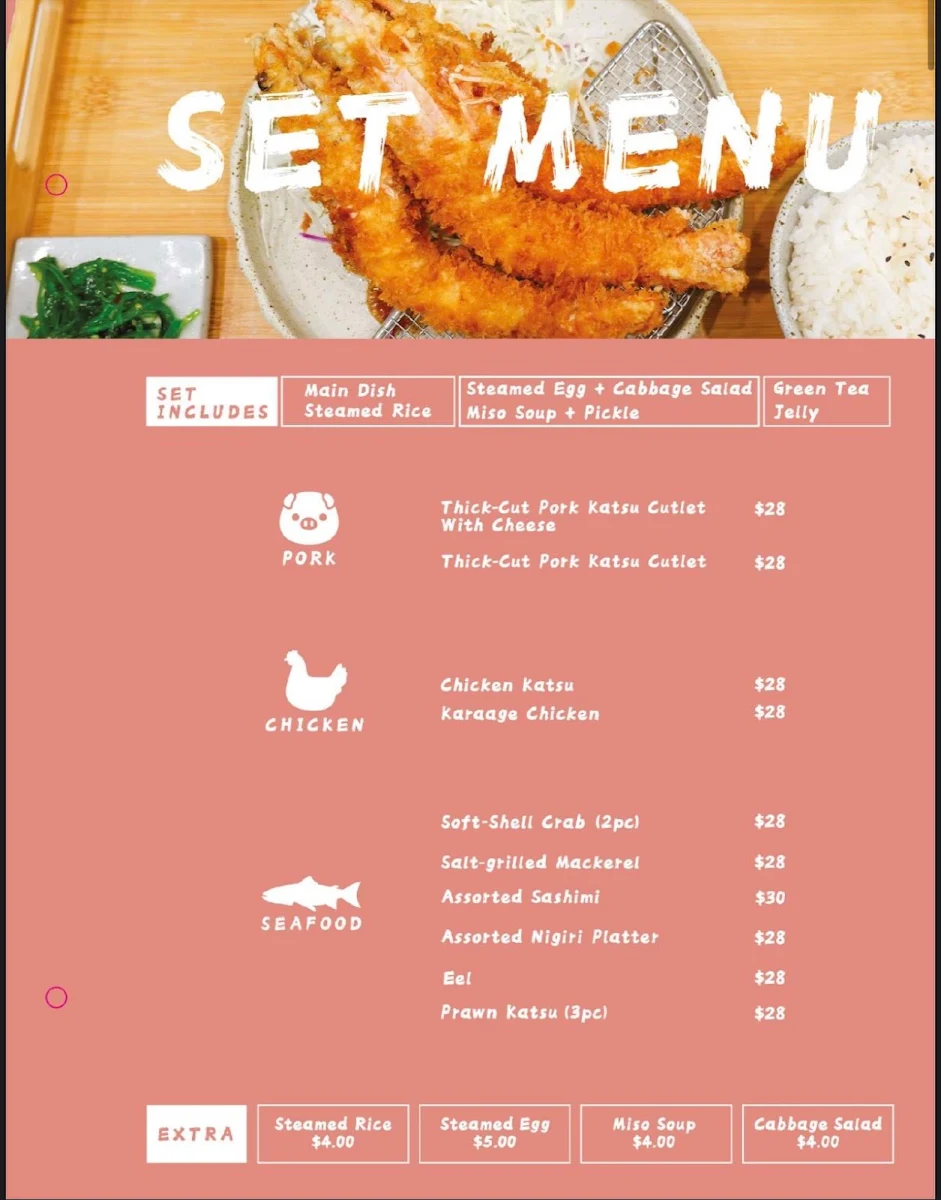 Menu, Mitsuki Katsu and Sushi Bar