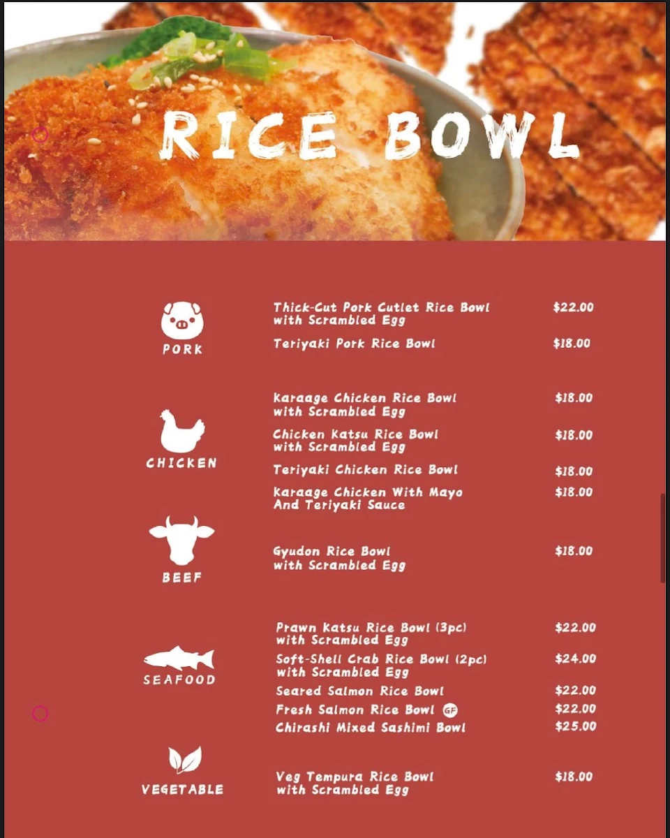 Menu, Mitsuki Katsu and Sushi Bar