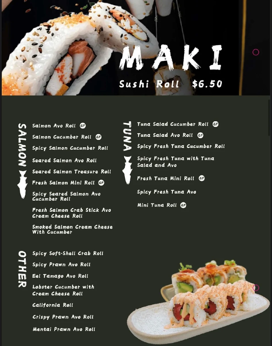 Menu, Mitsuki Katsu and Sushi Bar