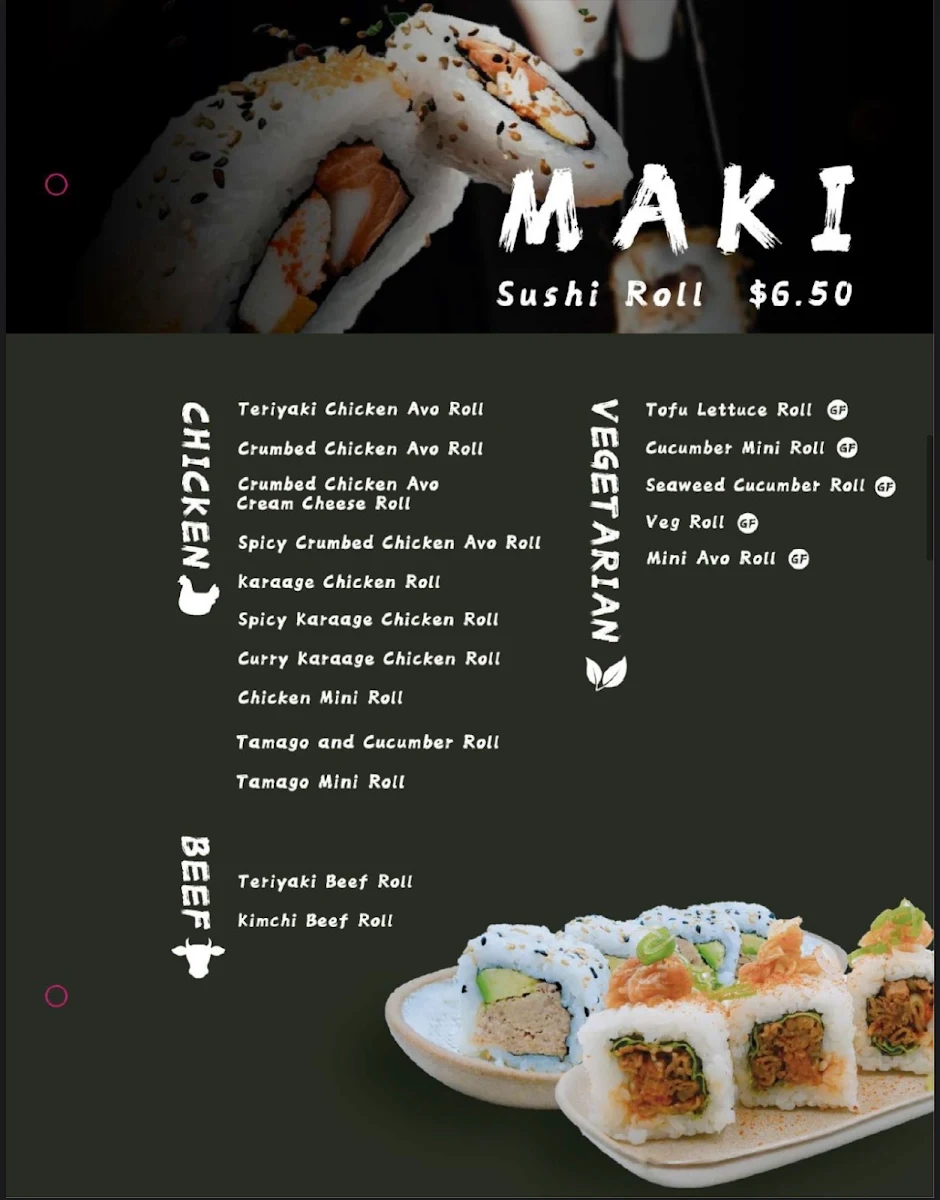 Menu, Mitsuki Katsu and Sushi Bar