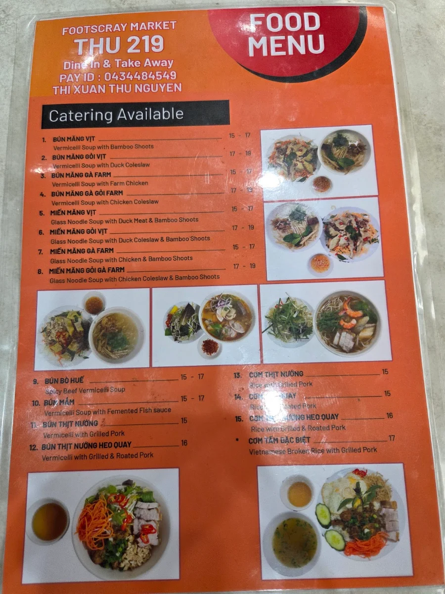 Menu, Thu 219