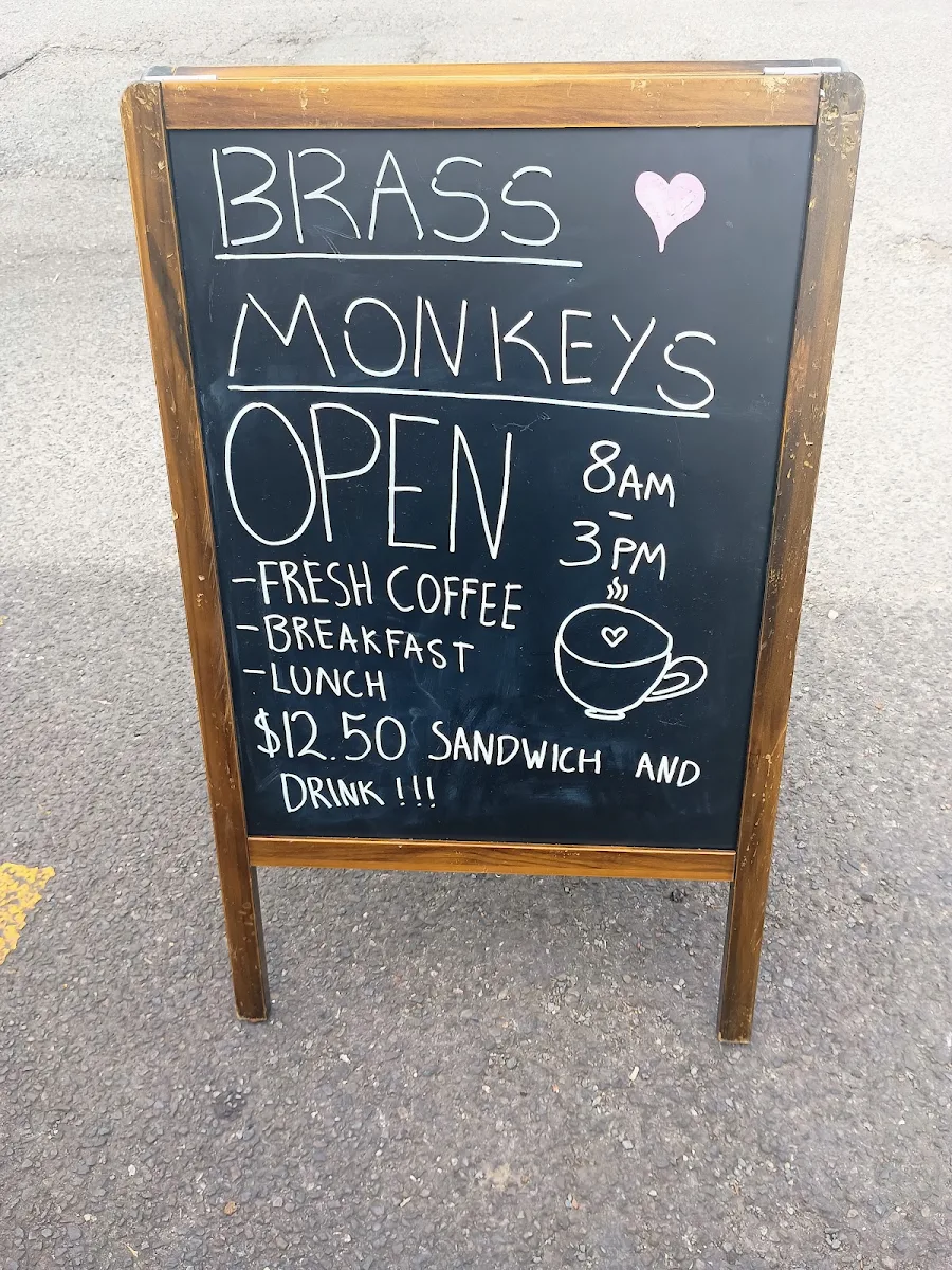 Menu, Brass Monkeys Cafe