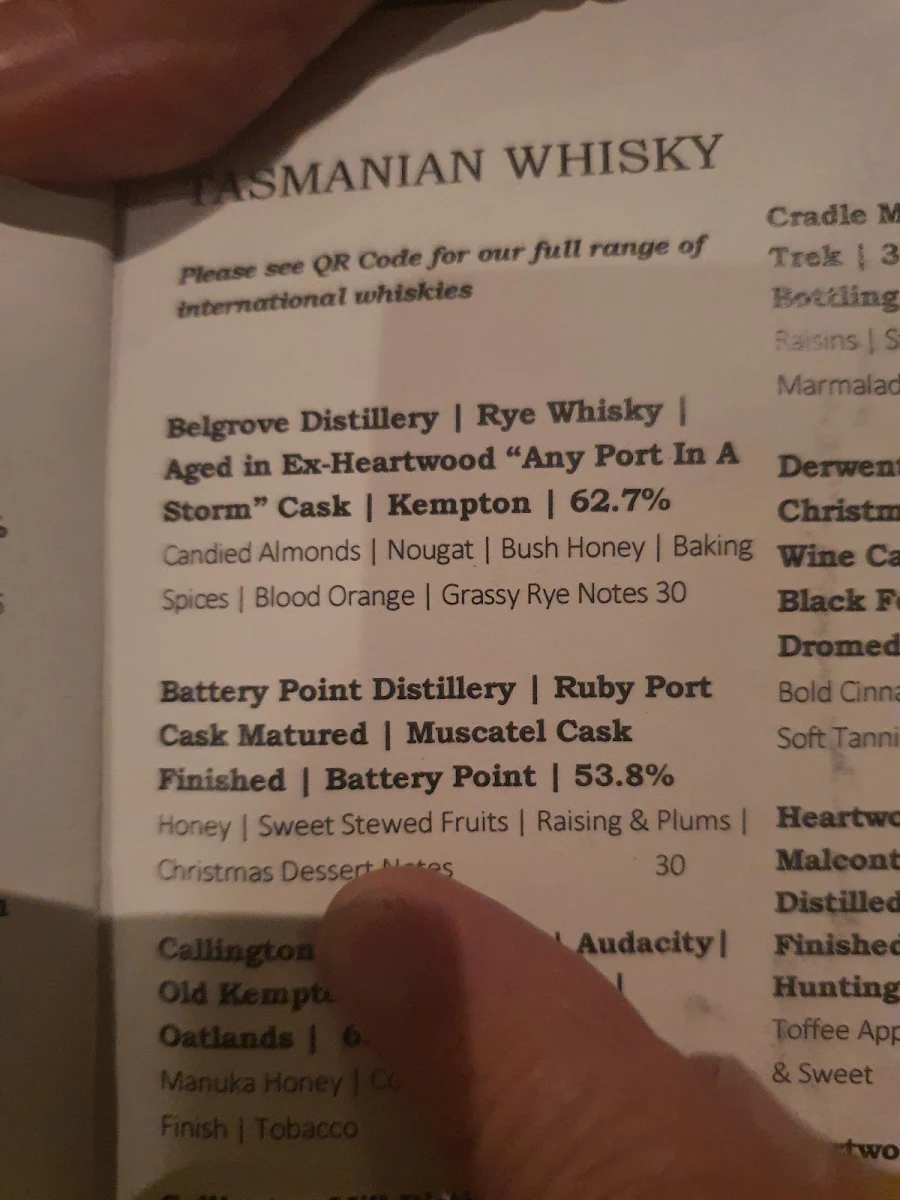 Menu, Evolve Spirits Bar