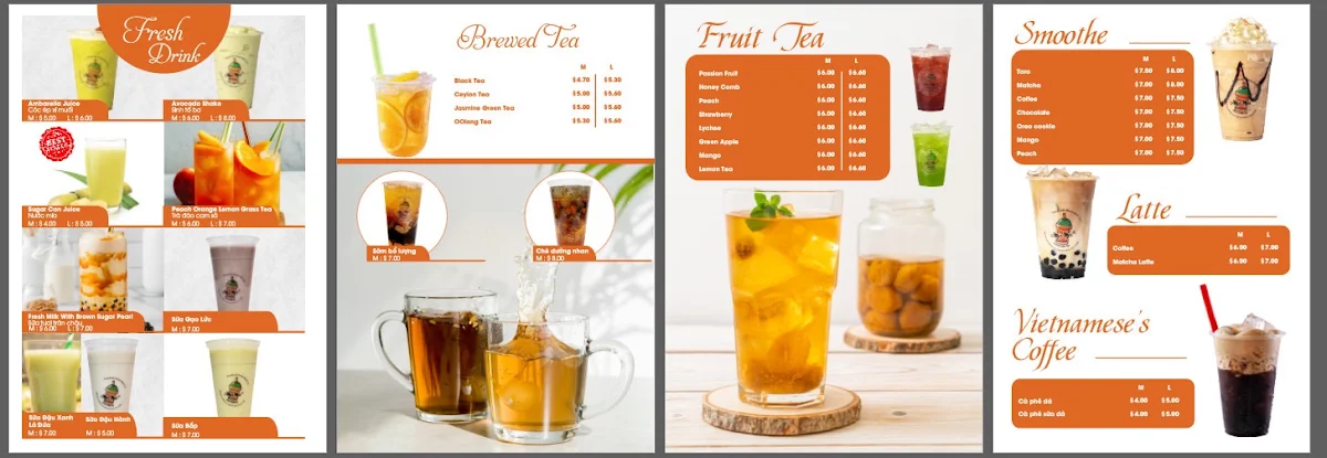 Menu, Mia Mia Cake and Milktea