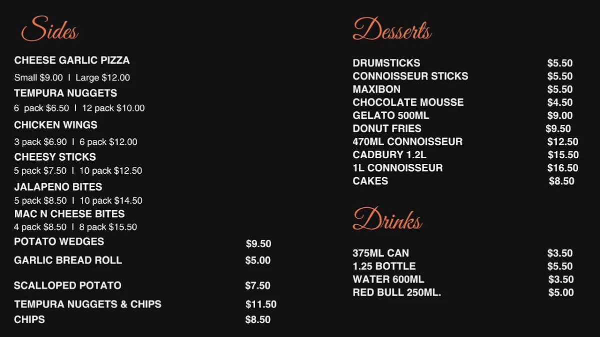 Menu, Amalfi Pizza & Pasta Melton