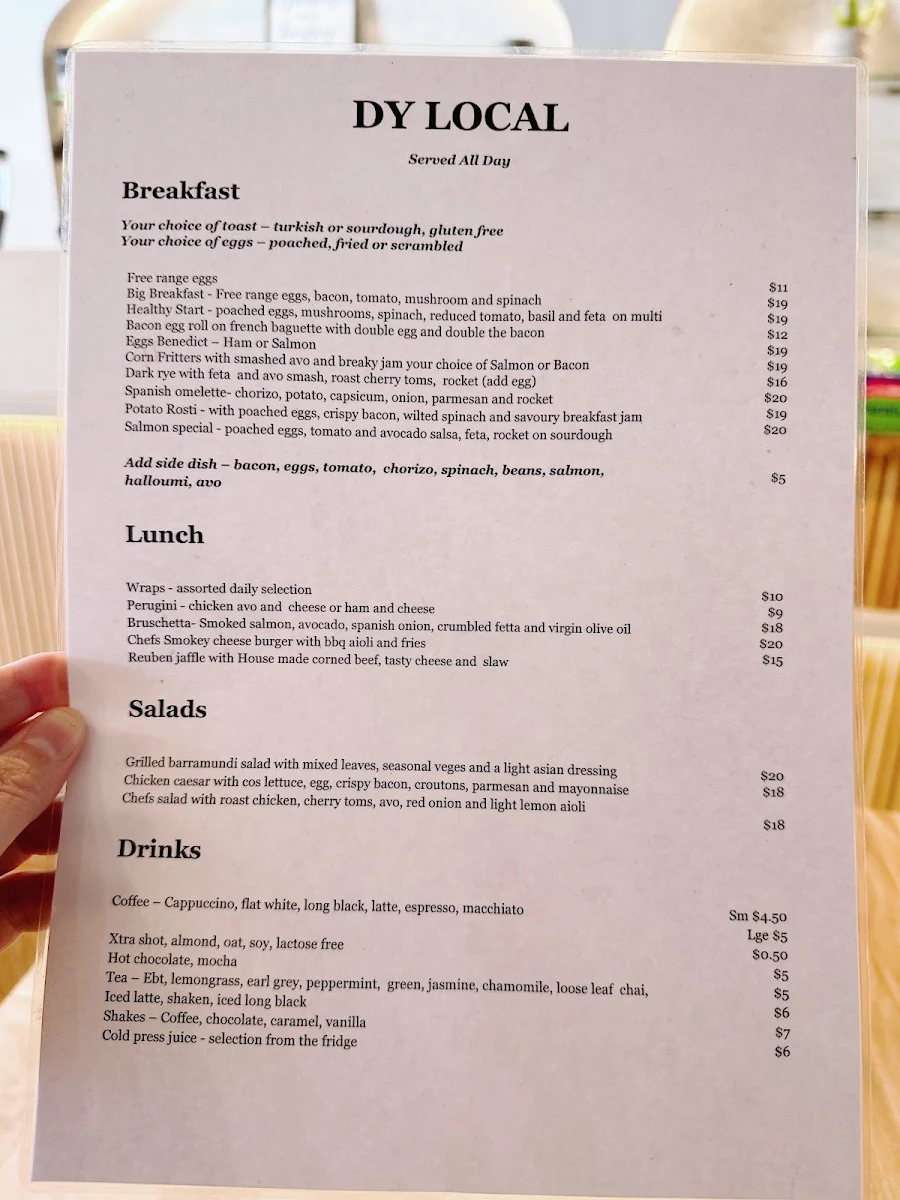 Menu, DY Local