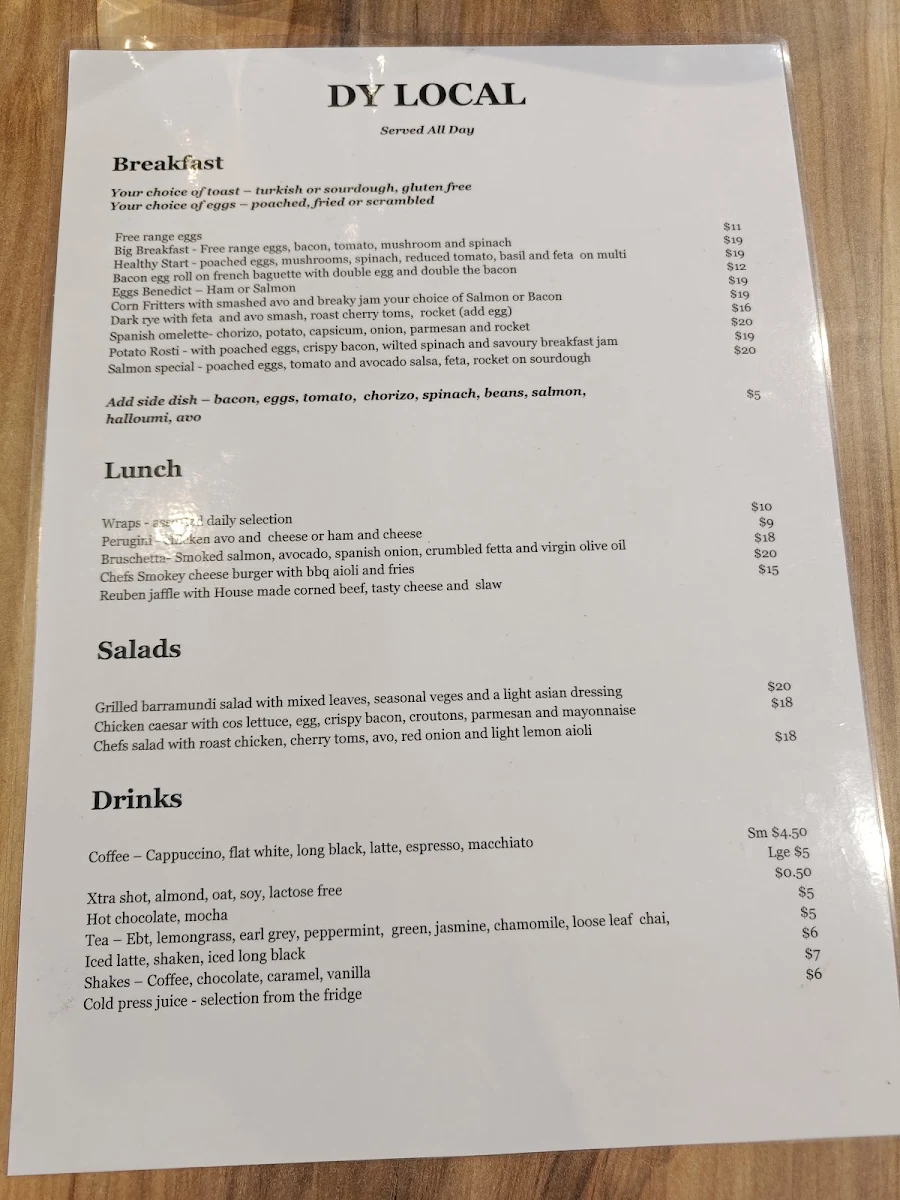 Menu, DY Local