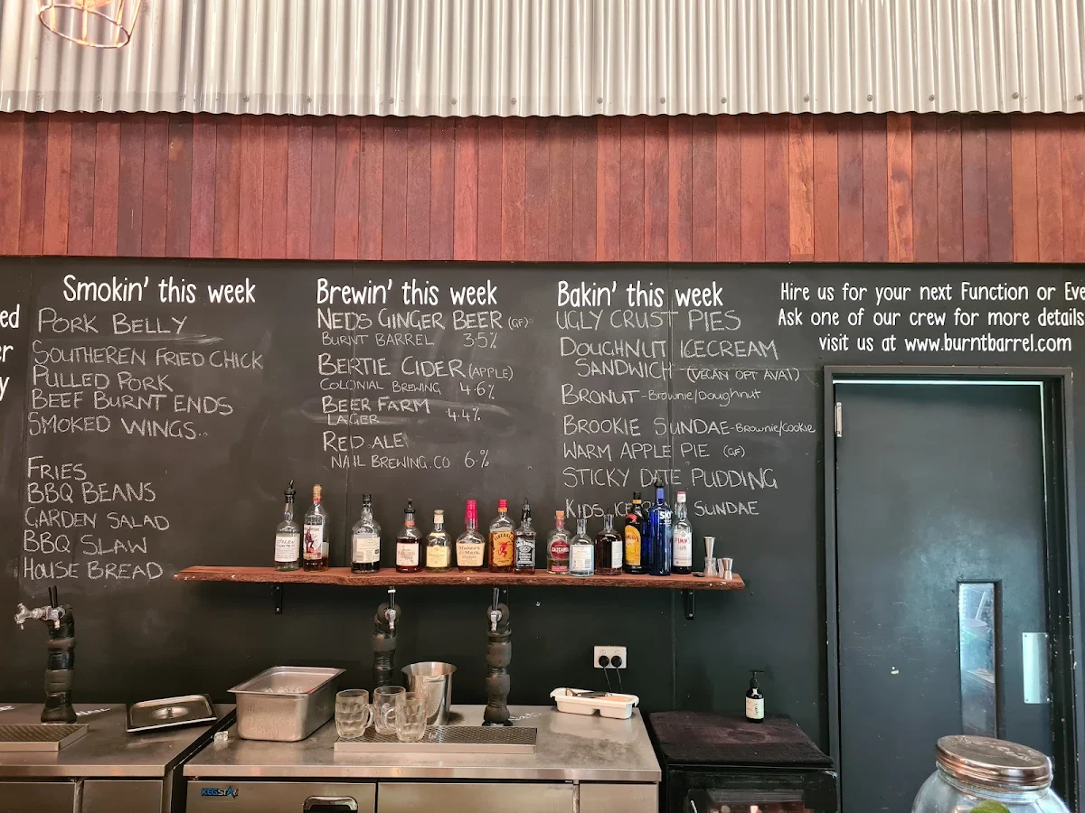 Menu, Burnt Barrel