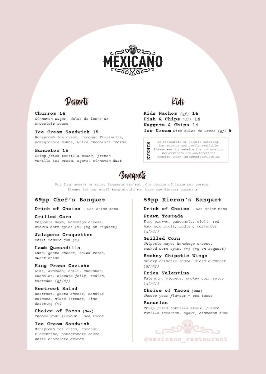 Menu, Mexicano