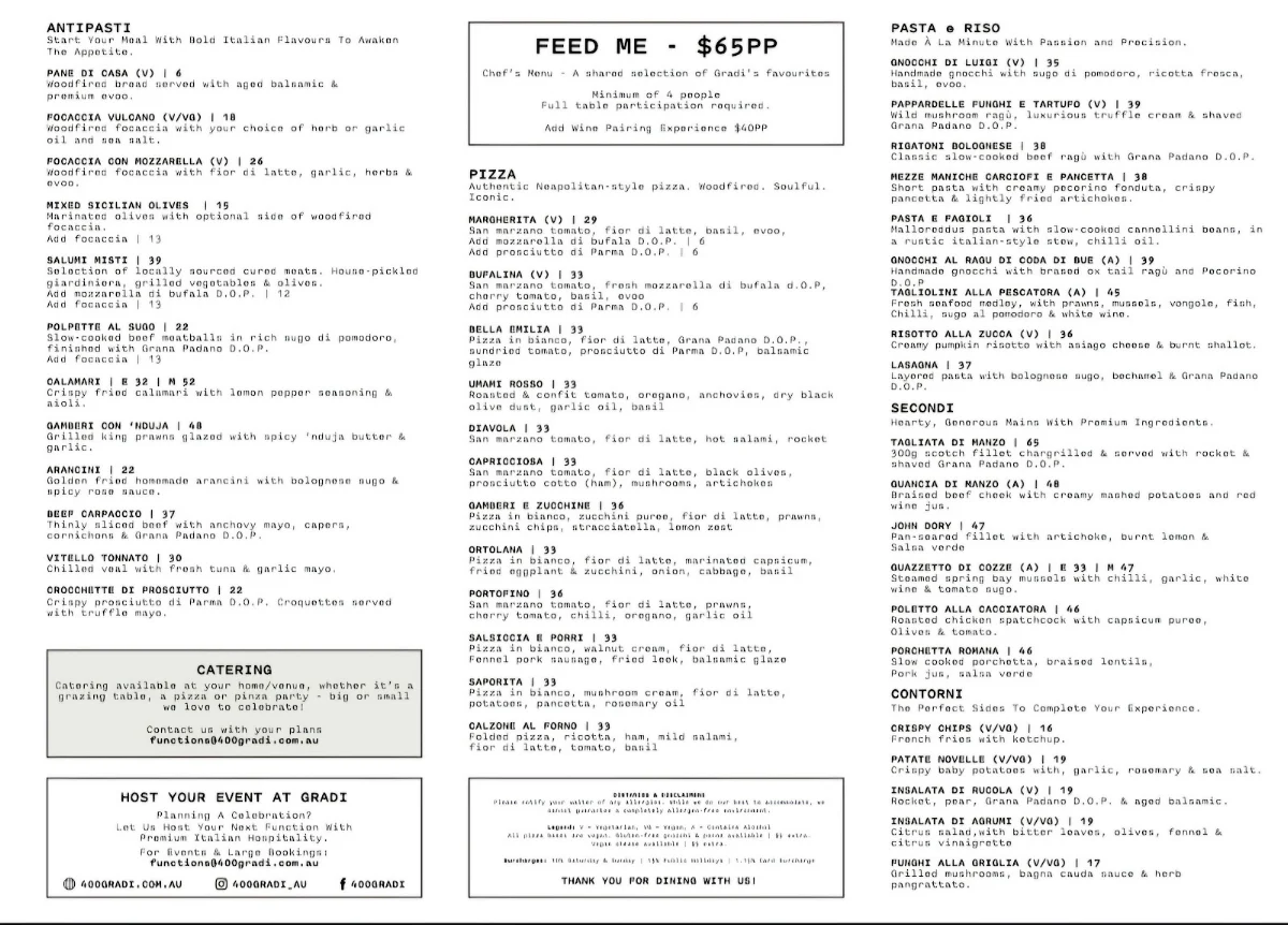 Menu, 400 Gradi - Brunswick